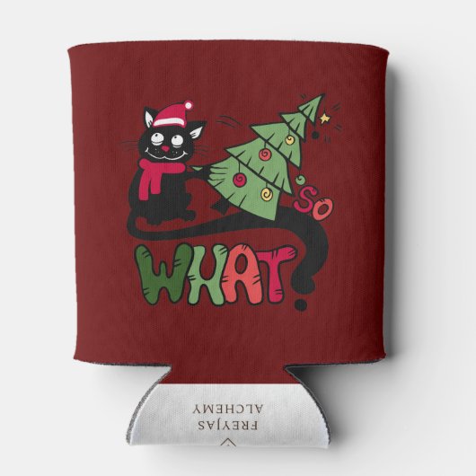 Wat een grappige Koelbox van een kerstkat, humoris Blikjeskoeler (Achterkant)