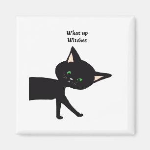 Wat een heksen! Grappige zwarte kat met groene oge Magneet