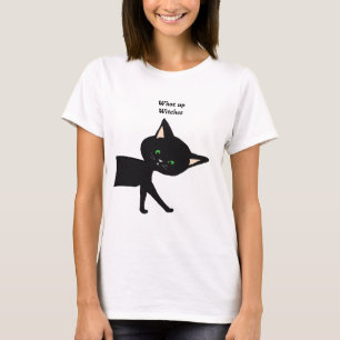 Wat een heksen! Grappige zwarte kat met groene oge T-shirt