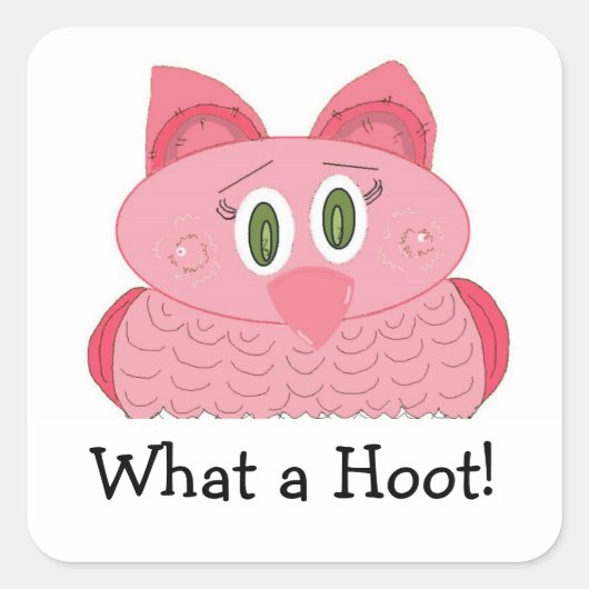 Wat een Hoot - Roze Owl Vierkante Sticker (Voorkant)