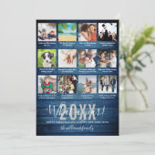 Wat een jaar 12 foto collage bijschriften Blue Woo Feestdagenkaart (Staand voorkant)