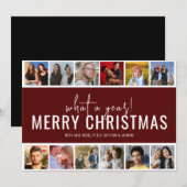 Wat een jaar! 12 foto collage | Kerstvakantie  Feestdagenkaart (Voorkant / Achterkant)