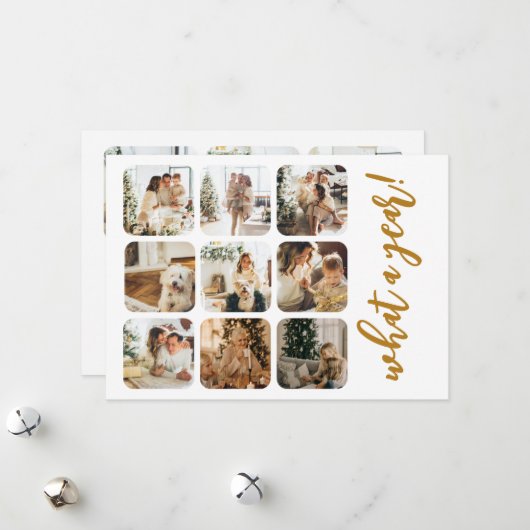 Wat een jaar 12 foto en tekst gepersonaliseerd feestdagenkaart (Voorkant / Achterkant in situ)
