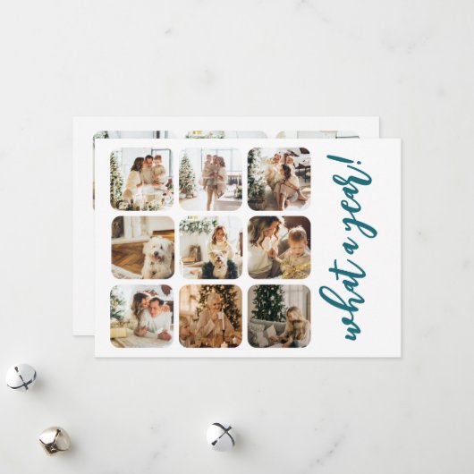 Wat een jaar 12 foto en tekst gepersonaliseerd feestdagenkaart (Voorkant / Achterkant in situ)