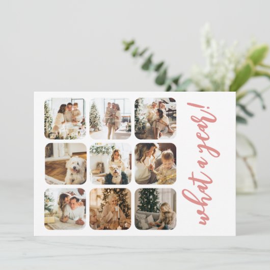 Wat een jaar 12 foto en tekst gepersonaliseerd feestdagenkaart (Staand voorkant)