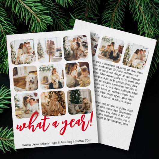 Wat een jaar 12 foto en tekst gepersonaliseerd feestdagenkaart