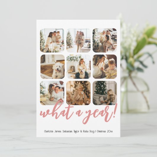 Wat een jaar 12 foto en tekst gepersonaliseerd feestdagenkaart (Staand voorkant)