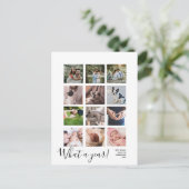 Wat een jaar 12 foto kerst gepersonaliseerd feestdagenkaart (Staand voorkant)