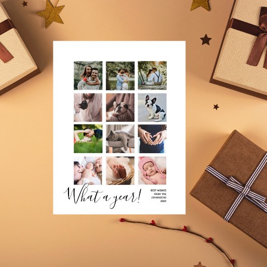 Wat een jaar 12 foto kerst gepersonaliseerd feestdagenkaart