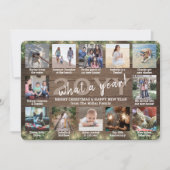 Wat een jaar! 12 Foto Kerstmis Greenery & Lights Feestdagenkaart (Voorkant)