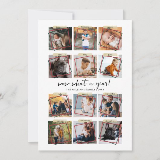 Wat een jaar | 12 Fotocollage Kerstvakantie Feestdagenkaart (Voorkant)