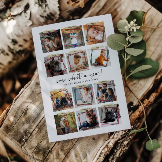 Wat een jaar | 12 Fotocollage Kerstvakantie Feestdagenkaart