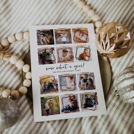 Wat een jaar | 12 Fotocollage Kerstvakantie Feestdagenkaart