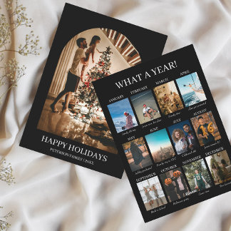 Wat een jaar 12 foto's Christmas Minimalist Modern Feestdagenkaart