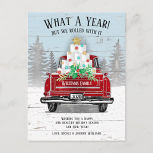 Wat een jaar 2020 Grappig Toiletpapier  Truck Feestdagenkaart