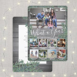 Wat een jaar! 9 Foto Kerstmis Greenery & Wood Feestdagenkaart<br><div class="desc">Wat een jaar om te herinneren! Verstuur stijlvolle vrolijke groeten en deel 9 van uw favoriete afbeeldingen met een aangepaste 5x7 fotocollage-vakantiekaart. (AFBEELDING PLACEMENT TIP: Een gemakkelijke manier om een foto precies te centreren hoe u wilt is het te bebouwen alvorens aan de website van Zazzle te uploaden.) De tekst...</div>