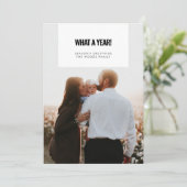 Wat een jaar aangepaste tekst familie foto feestdagenkaart (Staand voorkant)