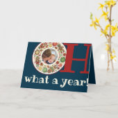 Wat een jaar afscheid 2020 Blauwe Kerstfoto Kaart (Gele Bloem)