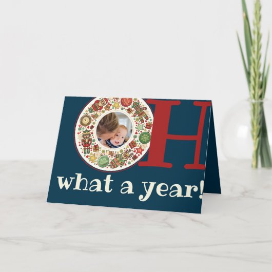 Wat een jaar afscheid 2020 Blauwe Kerstfoto Kaart (Voorkant)