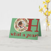 Wat een jaar afscheid 2020 Groene Kerstfoto Kaart (Gele Bloem)