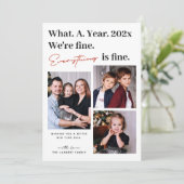Wat een jaar alles is een fijne, moderne 3 foto feestdagenkaart (Staand voorkant)