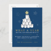 Wat een jaar durende papieren kerstperiode feestdagenkaart (Voorkant / Achterkant)