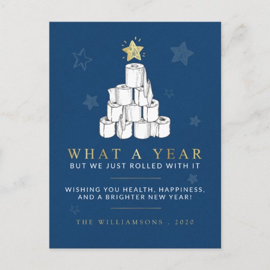 Wat een jaar durende papieren kerstperiode feestdagenkaart (Voorkant)