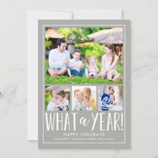 Wat een jaar EDITABLE COLOR Holiday Photo Card Feestdagenkaart (Voorkant)