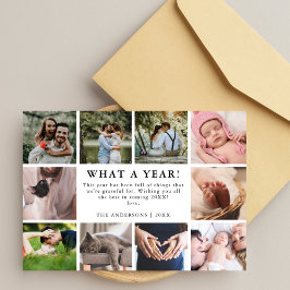 Wat een jaar Elegant Minimalist 10 fotocollage Feestdagenkaart