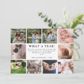 Wat een jaar Elegant Minimalist 10 fotocollage Feestdagenkaart (Staand voorkant)