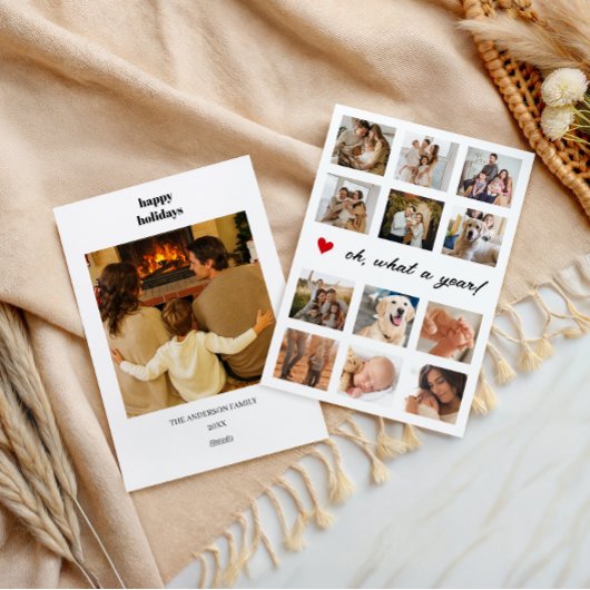 Wat een jaar Familie Fotocollage Hart Feestdagenkaart