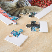 Wat een Jaar Familie Fotocollage Wit & Goud Kerstm Legpuzzel (Zijkant)