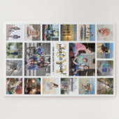 Wat een Jaar Familie Fotocollage Wit & Goud Kerstm Legpuzzel (Horizontaal)