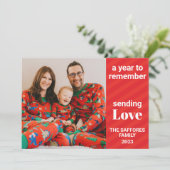 Wat een jaar Familie Kerstvakantie Foto Kaart (Staand voorkant)