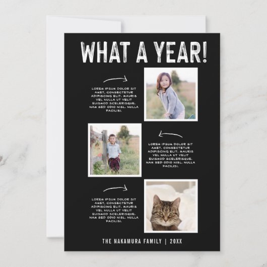 Wat een jaar! Familie Nieuwsbrief Nieuwjaar Zes Fo Feestdagenkaart (Voorkant)