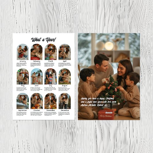 Wat een jaar Familiefoto Collage Kerstvakantie Feestdagenkaart