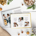 Wat een jaar Folie vakantie Kaart<br><div class="desc">Breng het nieuwe jaar in met deze unieke "What A Year Folie Holiday Kaart". Deze trendy kaart bevat 'Oh,  What A Year!' in een stijlvolle  typemachine-lettertype (dat eenvoudig kan worden gewijzigd),  vier familiefoto's en tekst op de voor- en achterzijde voor persoonlijke weergave.</div>