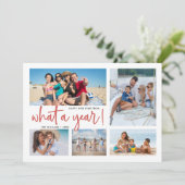Wat een jaar foto collage jaaroverzicht feestdagenkaart (Staand voorkant)