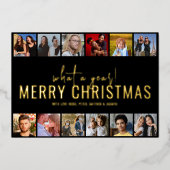 Wat een jaar! Foto collage | Kerstmis Folie Feestdagenkaart (Voorkant)