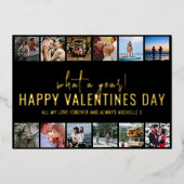 Wat een jaar! Foto collage | VALENTIJNSDAG Folie Feestdagenkaart (Voorkant)