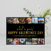 Wat een jaar! Foto collage | VALENTIJNSDAG Folie Feestdagenkaart (Staand Voorkant)