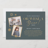 Wat een jaar! Foto jaar in Review Gold en grijs 2 Feestdagenkaart (Voorkant)