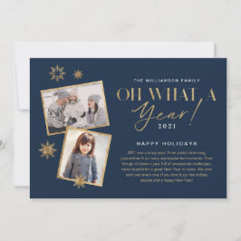 Wat een jaar! Foto jaar in Review Gold en marine 2 Feestdagenkaart
