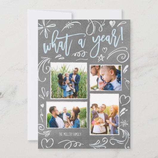 Wat een jaar foto van Doodles Collage 4 Feestdagenkaart (Voorkant)