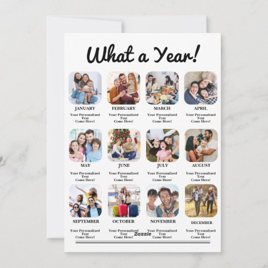 Wat een jaar fotocollage gelukkig feestdagenkaart (Achterkant)