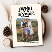 Wat een jaar fotocollage gepersonaliseerde kerst feestdagenkaart