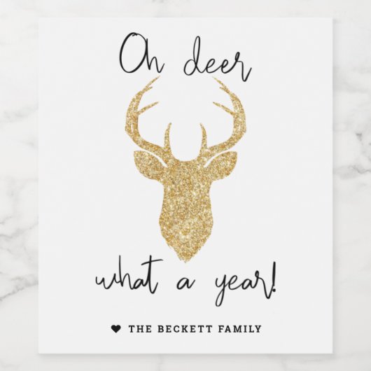 Wat een jaar! Funny Kerstfeestdag Wijn Etiket (Enkel label)