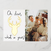 Wat een jaar! Funny Kerstfoto Real Folie Feestdagenkaart (Voorkant)