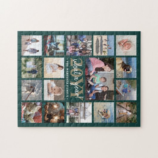 Wat een jaar geleden Foto Collage Green & Gold Xma Legpuzzel (Horizontaal)