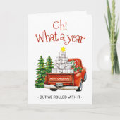 Wat een jaar grappige kerstboom voor toiletpapier feestdagen kaart (Voorkant)